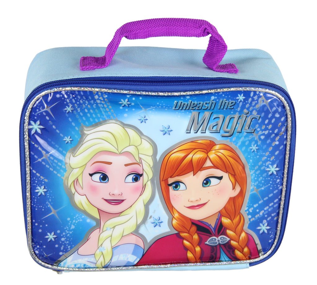 FROZEN ELSA AND ANNA BACK-2-BACK 9.5 PINK/BLUE INSULATED LUNCH BAG  LUNCHBOX-NEW!