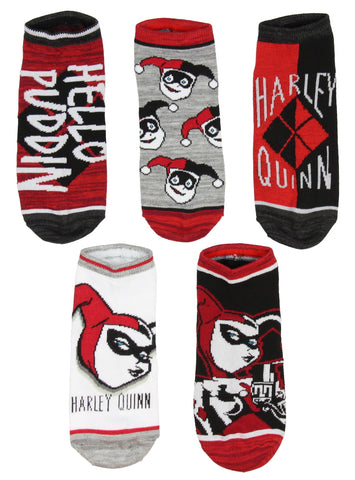DC Comics Harley Quinn Adult Character Designs 5 Pack Mix and Match Ankle Socks