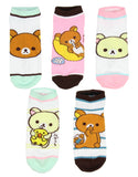 San-x Rilakkuma Bears Character Ankle No-Show Socks 5 PK