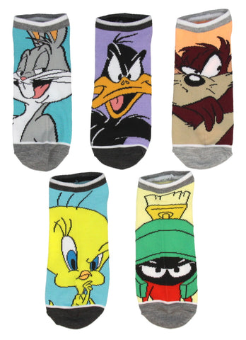 Looney Tunes Character Mens And Womens 5 Pack Ankle Socks