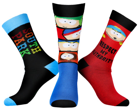 South Park Men's Irreverant Animated Comedy Men's 3 Pair Crew Socks