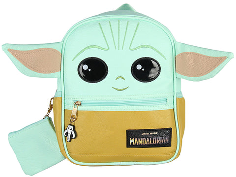 Star Wars The Mandalorian Grogu Baby Yoda Mini Backpack 10.5" with Coin Purse
