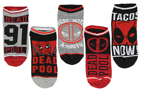 Marvel Deadpool Merc With A Mouth Ankle Socks 5 Pair