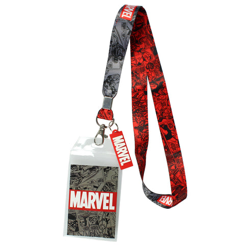 Marvel Lanyard ID Badge Holder And 2" Rubber Charm Pendant With Raised Script