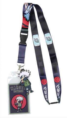 Naruto Shippuden Anime Kakashi ID Badge Holder Lanyard w/ Kakashi Rubber Pendant