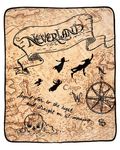 Disney Peter Pan Neverland Map Micro Raschel Throw Blanket 46"x60"