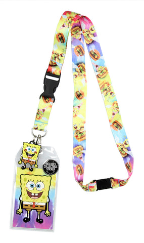 SpongeBob SquarePants and Patrick Riding Krabby Patties ID Badge Holder Lanyard